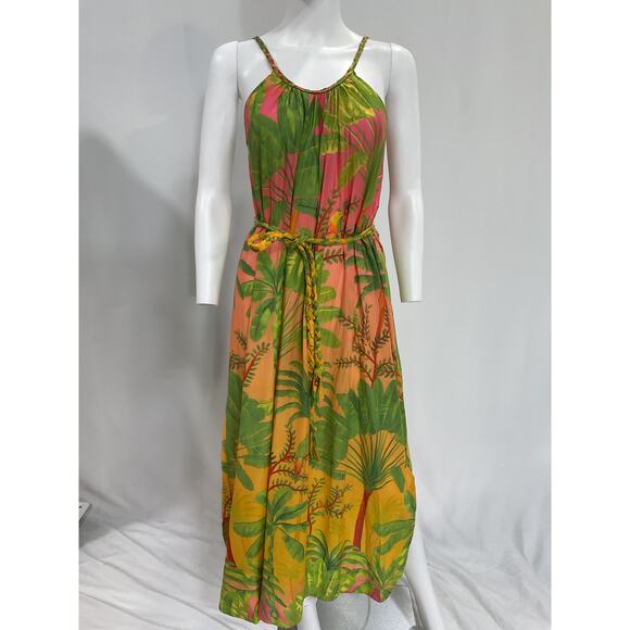 Farm Rio 'Sunrise' Green Scenario Halter Dress Size XS - Picture 2 of 5